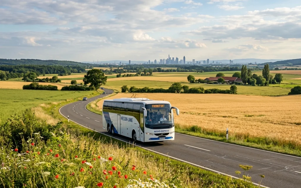 Reisebus unterwegs in der Metropolregion Frankfurt am Main