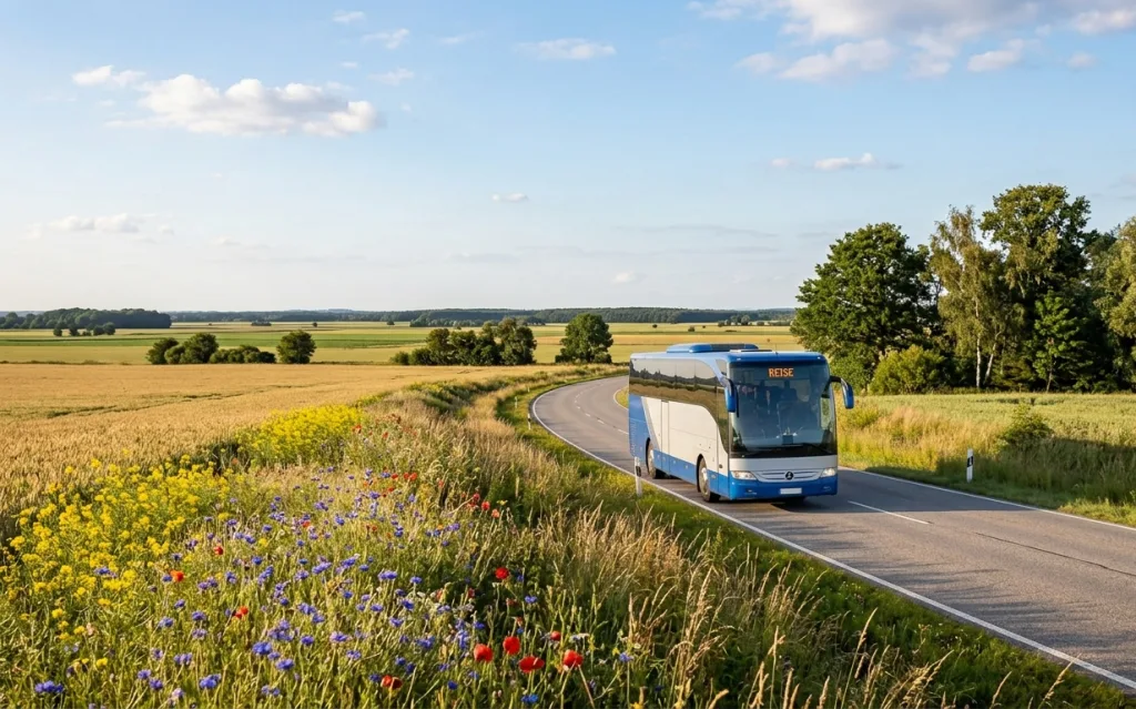 Reisebus unterwegs in der Metropolregion Hamburg