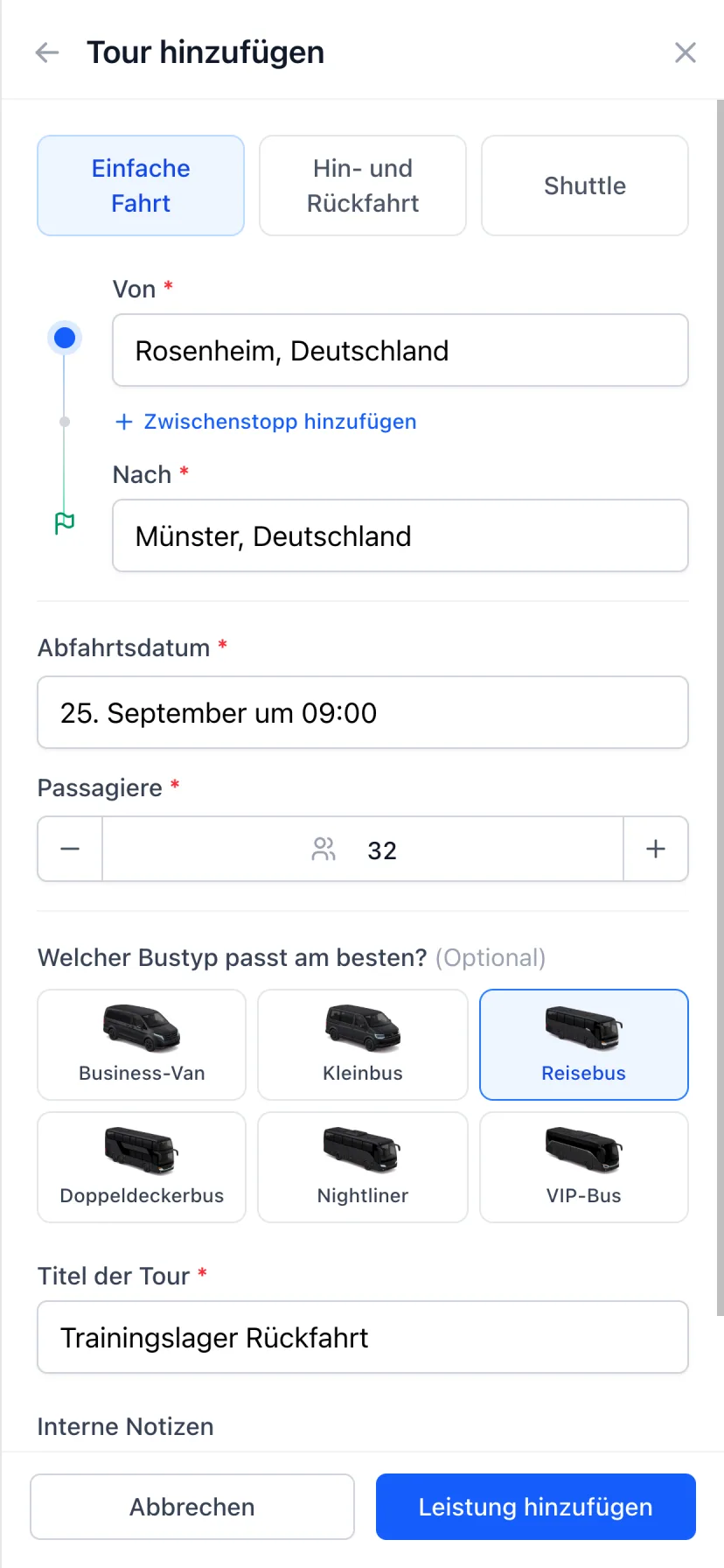 Busly Projektansicht mit dem Status der Pakete auf dem Smartphone